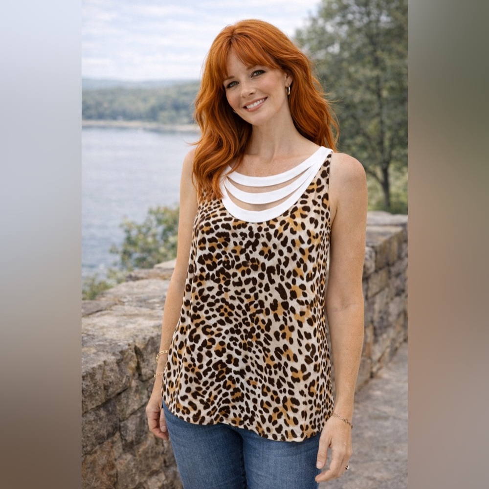 41 Hawthorn Tan and Brown Sleeveless Tank Top